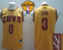 New Revolution 30 Autographed Cleveland Cavaliers -0 Kevin Love Yellow The Finals Patch Stitched NBA
