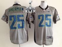 Nike Seattle Seahawks #25 Richard Sherman Grey Shadow Super Bowl XLIX Men‘s Stitched NFL Elite Jerse