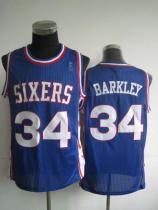 Philadelphia 76ers -34 Charles Barkley Blue Throwback Stitched NBA Jersey