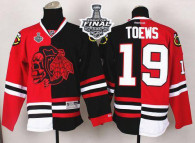 Chicago Blackhawks -19 Jonathan Toews Red Black Split Red Skull 2015 Stanley Cup Stitched NHL Jersey