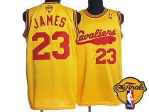 Mitchell and Ness Cleveland Cavaliers -23 LeBron James Yellow Throwback The Finals Patch Stitched NB