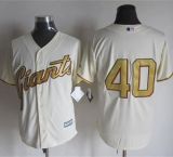 San Francisco Giants #40 Madison Bumgarner Cream Gold No  New Cool Base Stitched MLB Jersey