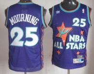 Charlotte Hornets -25 Alonzo Mourning Purple 1995 All Star Throwback Stitched NBA Jersey