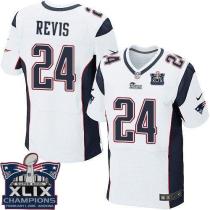 Nike New England Patriots -24 Darrelle Revis White Super Bowl XLIX Champions Patch Mens Stitched NFL