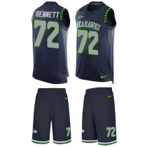 Seahawks -72 Michael Bennett Steel Blue Team Color Stitched NFL Limited Tank Top Suit Jersey