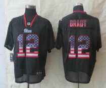 2014 New Nike New England Patriots 12 Brady USA Flag Fashion Black Elite Jerseys