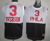 Philadelphia 76ers -3 Allen Iverson White Black Nike Throwback Stitched NBA Jersey