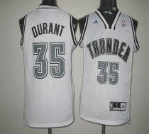 Oklahoma City Thunder -35 Kevin Durant White on White Stitched NBA Jersey