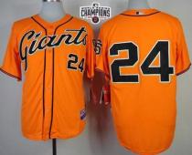 San Francisco Giants #24 Willie Mays Orange Cool Base W 2014 World Series Champions Patch Stitched M