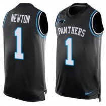 Nike Panthers -1 Cam Newton Black Team Color Stitched NFL Limited Tank Top Jersey