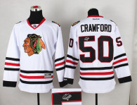 Autographed Chicago Blackhawks -50 Corey Crawford White Stitched NHL Jersey