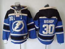 Tampa Bay Lightning -30 Ben Bishop Blue Sawyer Hooded Sweatshirt Stitched NHL Jersey