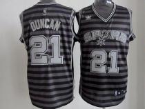 San Antonio Spurs -21 Tim Duncan Black Grey Groove Stitched NBA Jersey