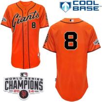 San Francisco Giants #8 Hunter Pence Orange Cool Base W 2014 World Series Champions Patch Stitched M