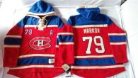 Montreal Canadiens -79 Andrei Markov Red Sawyer Hooded Sweatshirt Stitched NHL Jersey