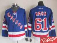 Autographed New York Rangers -61 Rick Nash Blue Home Stitched NHL Jersey