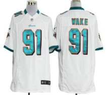 Nike Dolphins -91 Cameron Wake White Stitched NFL Game Jersey
