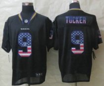 Nike Baltimore Ravens -9 Justin Tucker USA Flag Fashion Black Elite Jerseys
