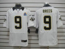 Nike Saints -9 Drew Brees White With Hall of Fame 50th Patch Stitched NFL Elite Jersey