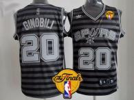 San Antonio Spurs -20 Manu Ginobili Black Grey Groove Finals Patch Stitched NBA Jersey