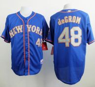 New York Mets -48 Jacob DeGrom Blue Grey NO  Alternate Road Cool Base Stitched MLB Jersey
