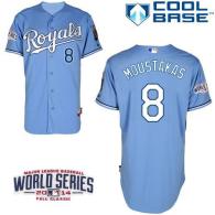 Kansas City Royals -8 Mike Moustakas Light Blue Cool Base W 2014 World Series Patch Stitched MLB Jer