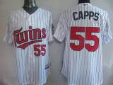 Minnesota Twins -55 Matt Capps White Blue Strip Cool Base Stitched MLB Jersey