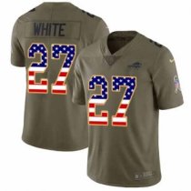Nike Bills -27 Tre Davious White Olive USA Flag Stitched NFL Limited 2017 Salute To Service Jersey
