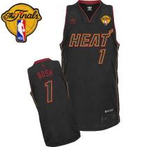 Miami Heat Finals Patch -1 Chris Bosh Carbon Fiber Fashion Black Stitched NBA Jersey