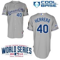 Kansas City Royals -40 Kelvin Herrera Grey Cool Base W 2014 World Series Patch Stitched MLB Jersey