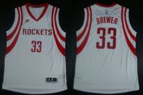 Revolution 30 Houston Rockets -33 Corey Brewer White Road Stitched NBA Jersey