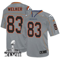 Nike Denver Broncos #83 Wes Welker Lights Out Grey Super Bowl XLVIII Men's Stitched NFL Elite Jersey