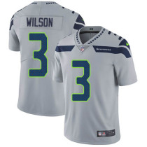 Nike Seahawks -3 Russell Wilson Grey Alternate Stitched NFL Vapor Untouchable Limited Jersey