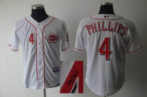 MLB Cincinnati Reds -4 Brandon Phillips Stitched White Autographed Jersey