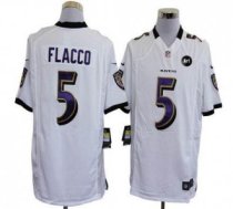 Nike Ravens -5 Joe Flacco White With Art Patch Stitched NFL Game Jersey