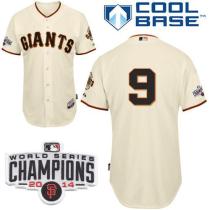 San Francisco Giants #9 Brandon Belt Cream Cool Base W 2014 World Series Champions Patch Stitched ML