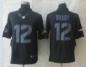 New Nike New England Patriots 12 Brady Impact Limited Black Jerseys