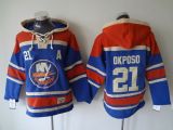New York Islanders -21 Kyle Okposo Baby Blue Sawyer Hooded Sweatshirt Stitched NHL Jersey