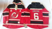 New Jersey Devils -6 Andy Greene Red Sawyer Hooded Sweatshirt Stitched NHL Jersey