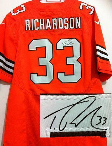 Nike Cleveland Browns -33 Trent Richardson Orange Alternate Men's Stitched NFL Elite Autographed Jer