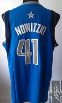 Revolution 30 Autographed Dallas Mavericks -41 Dirk Nowitzki Sky Blue Stitched NBA Jersey