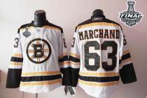 Boston Bruins Stanley Cup Finals Patch -63 Brad Marchand White Stitched NHL Jersey