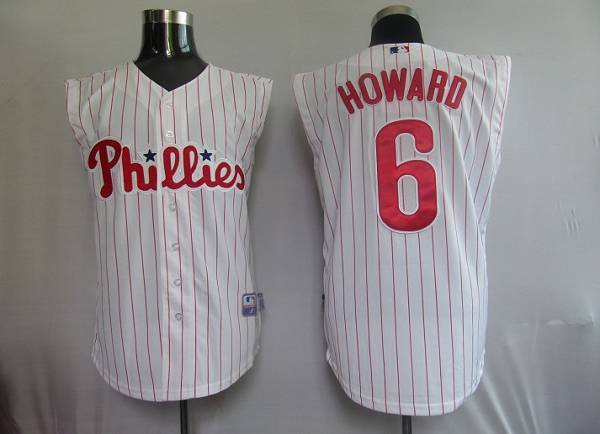 Philadelphia Phillies -6 Ryan Howard White Red Strip  Vest Style Stitched MLB Jersey