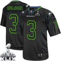 Nike Seattle Seahawks #3 Russell Wilson Lights Out Black Super Bowl XLIX Men‘s Stitched NFL Elite Je