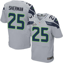 Seattle Seahawks Super Bowl XLVIII #25 Men's Richard Sherman Elite Alternate Grey Jersey