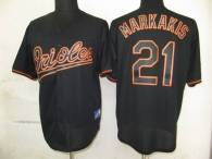 Baltimore Orioles #21 Nick Markakis Black Fashion Stitched MLB Jersey