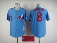 Autographed MLB Montreal Expos -8 Gary Carter Blue Stitched Jersey