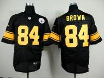 Nike Pittsburgh Steelers #84 Antonio Brown Black Gold No Men's Stitched NFL Elite Jersey