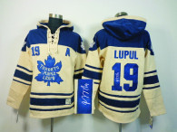 Autographed Toronto Maple Leafs -19 Joffrey Lupul Cream Sawyer Hooded Sweatshirt Stitched NHL jersey