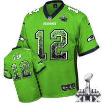 Nike Seattle Seahawks #12 Fan Green Super Bowl XLIX Men‘s Stitched NFL Elite Drift Fashion Jersey